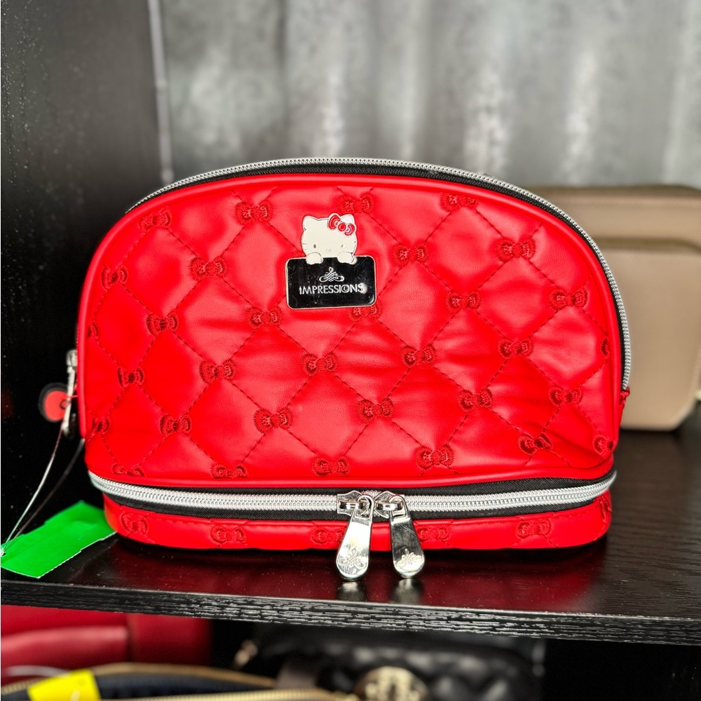 Impressions Red Quilted Cosmetic Bag